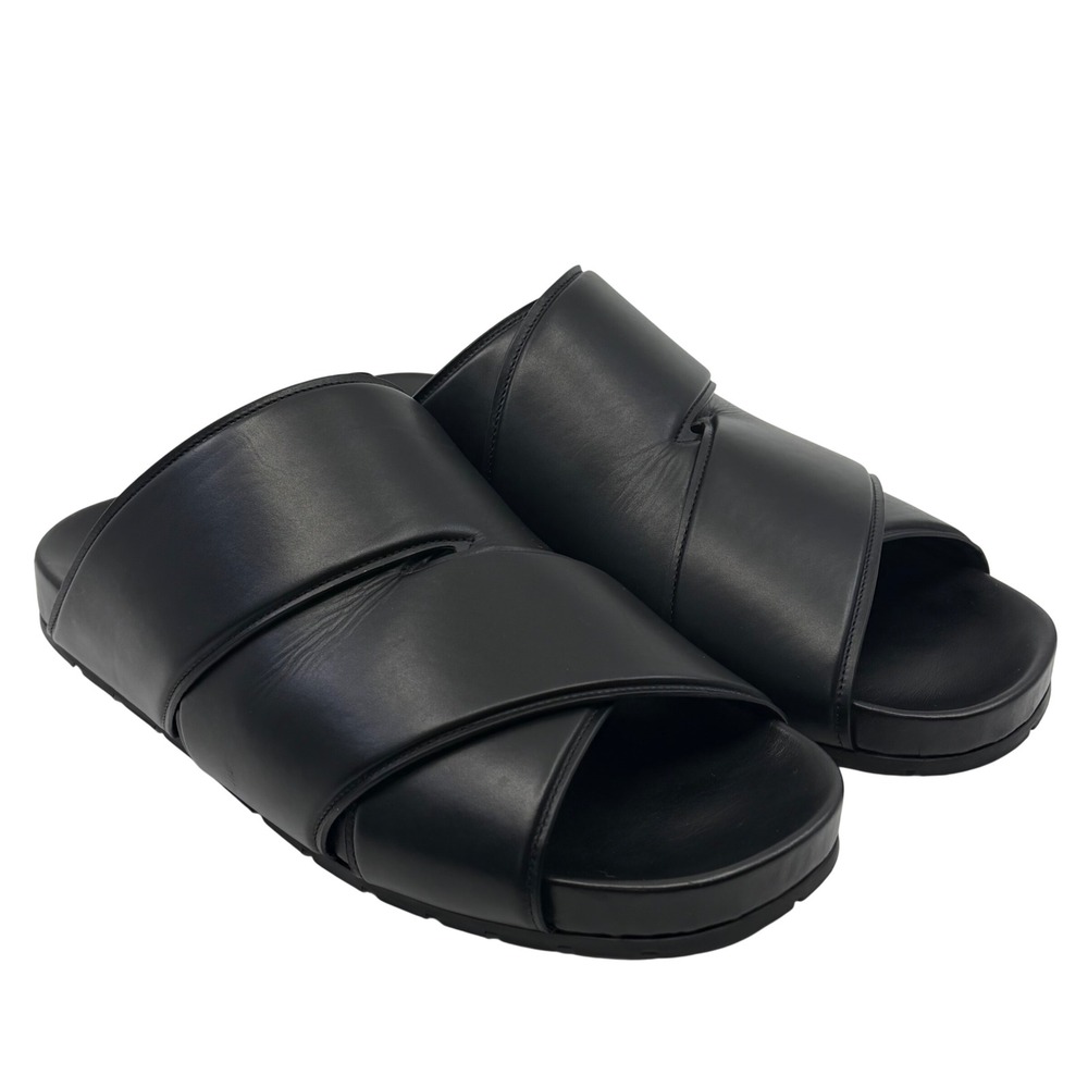 Bottega Veneta Bridge Sandal Black Vienna Calf Leather Slides EU 46 US 13 Luxury